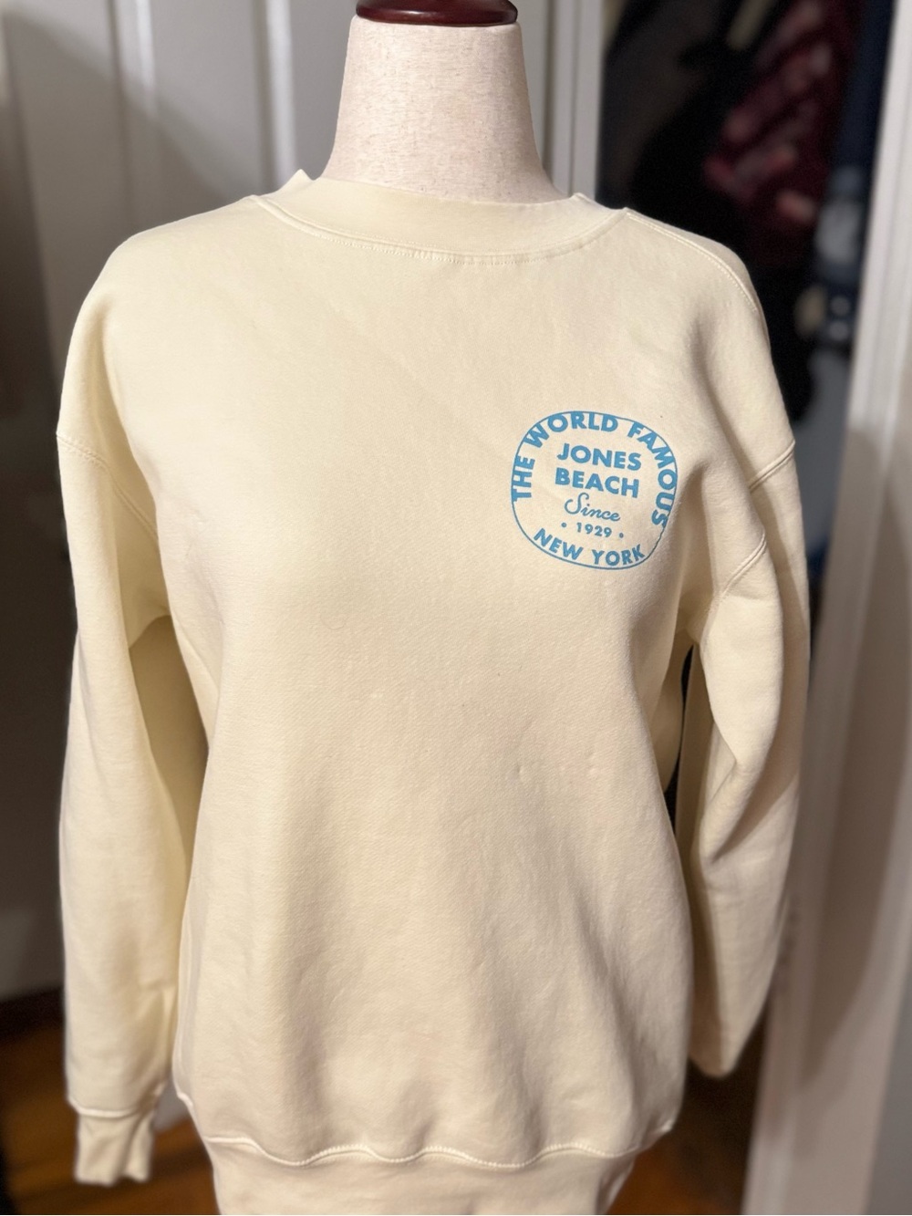 Jones Beach Cream Graphic Crewneck Sweatshirt